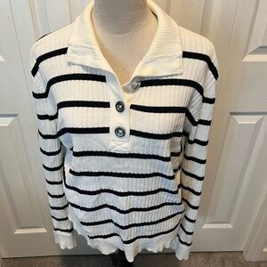 Lauren Ralph Lauren size XL Striped Ribbed Collared Sweater